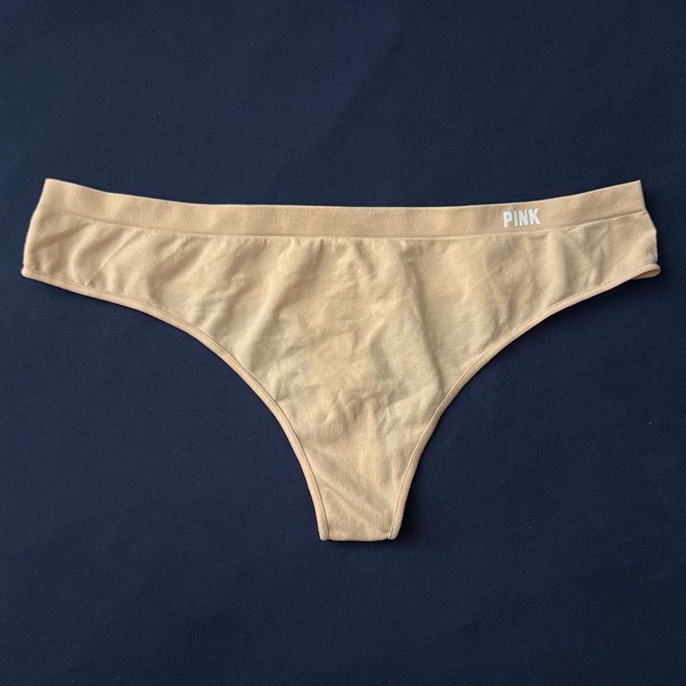 NWT PINK Victoria's Secret Cream Thong